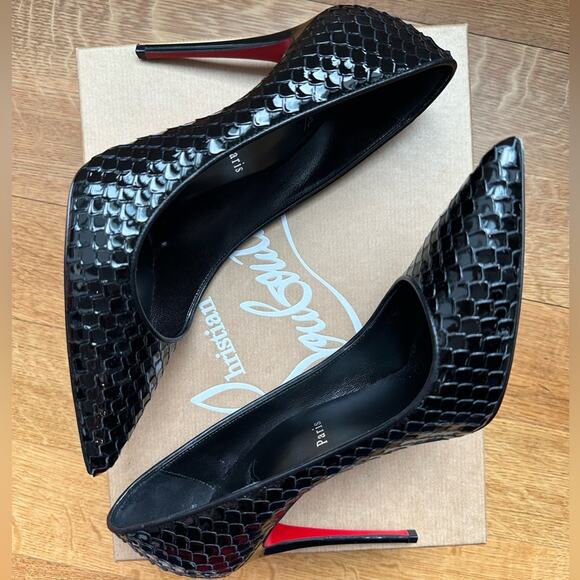 Christian Louboutin Kate 100 Pumps Scale-Embossed Black LV size 38 - Picture 3 of 13